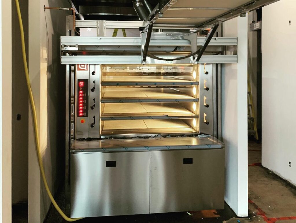 Instaled deck oven in bakery