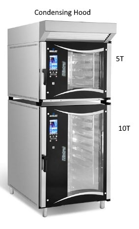 Commercial convection oven with condensing hood